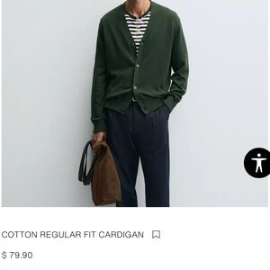 Zara Olive Green Men's Cardigan NWT